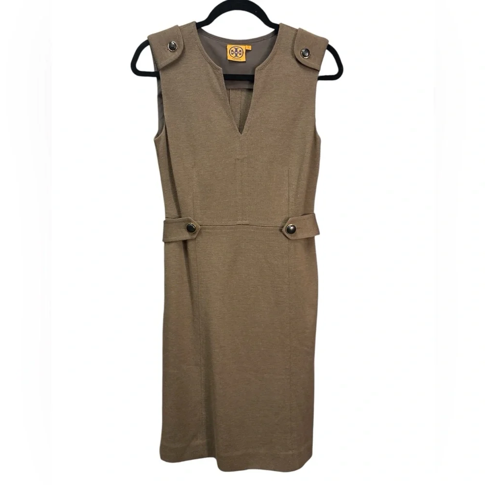 Kate‎ Spade Brown Wool Blend Sheath Dress V-Neck Button Detail $398 Size M